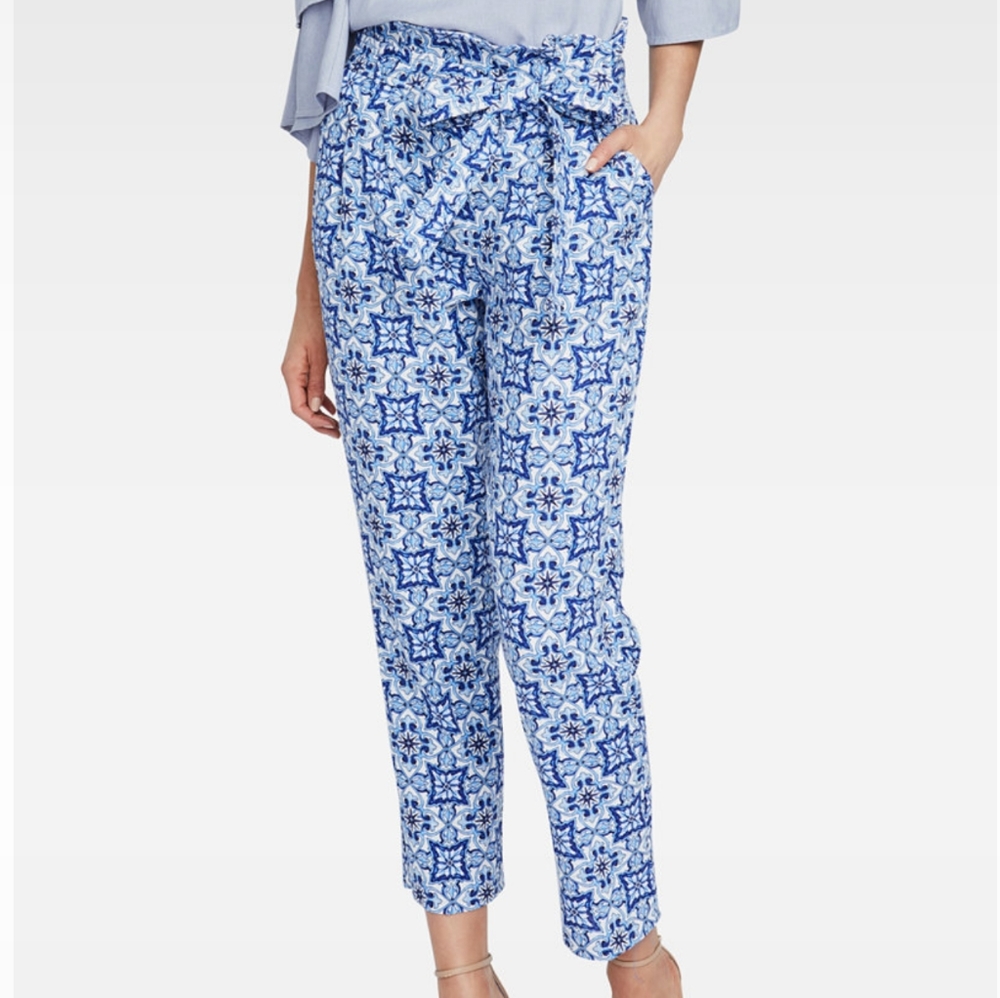 RACHEL Rachel Roy Tile-Print Paper Bag Pant Size 8